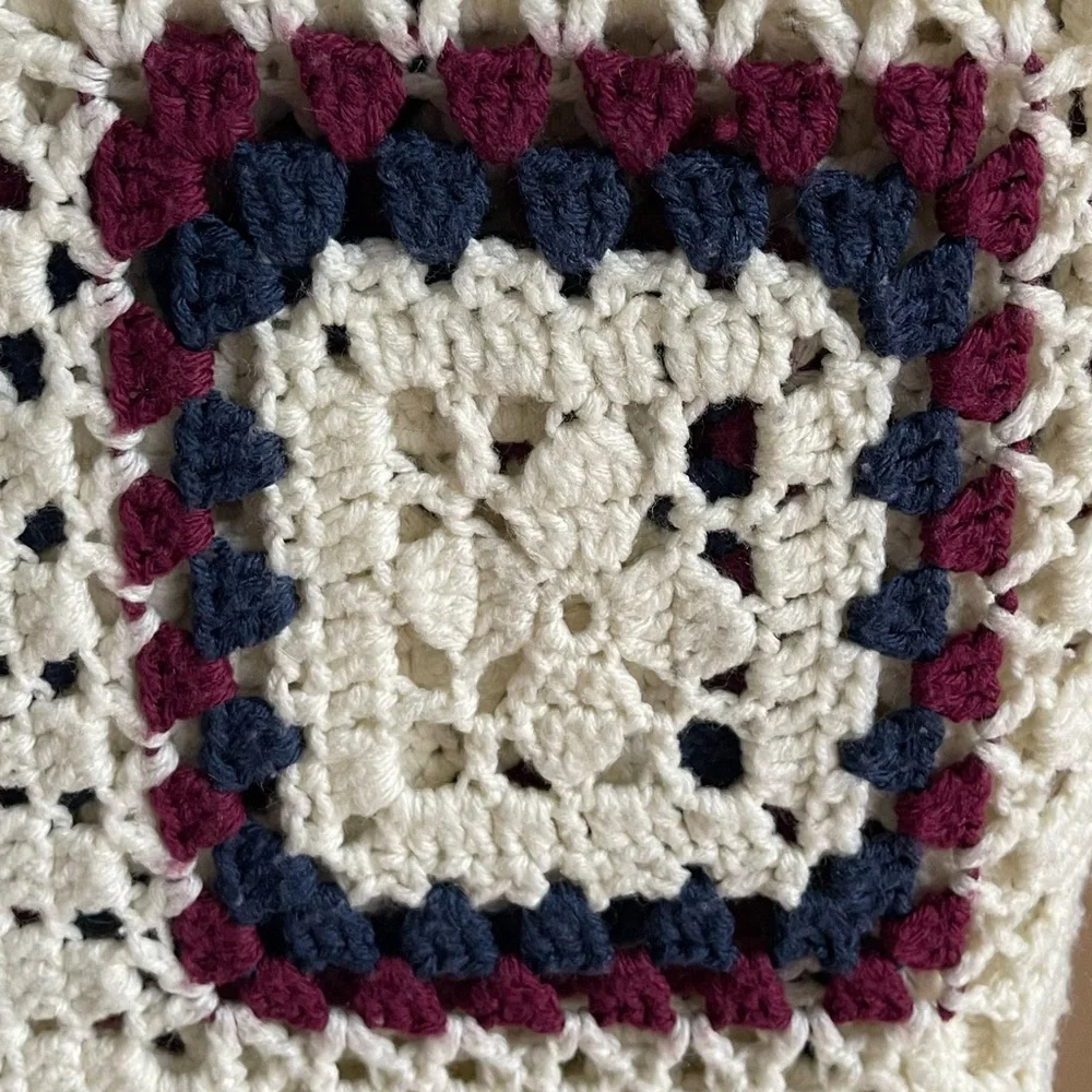 Handmade Large Granny Square Afghan Blanket 58 x 81